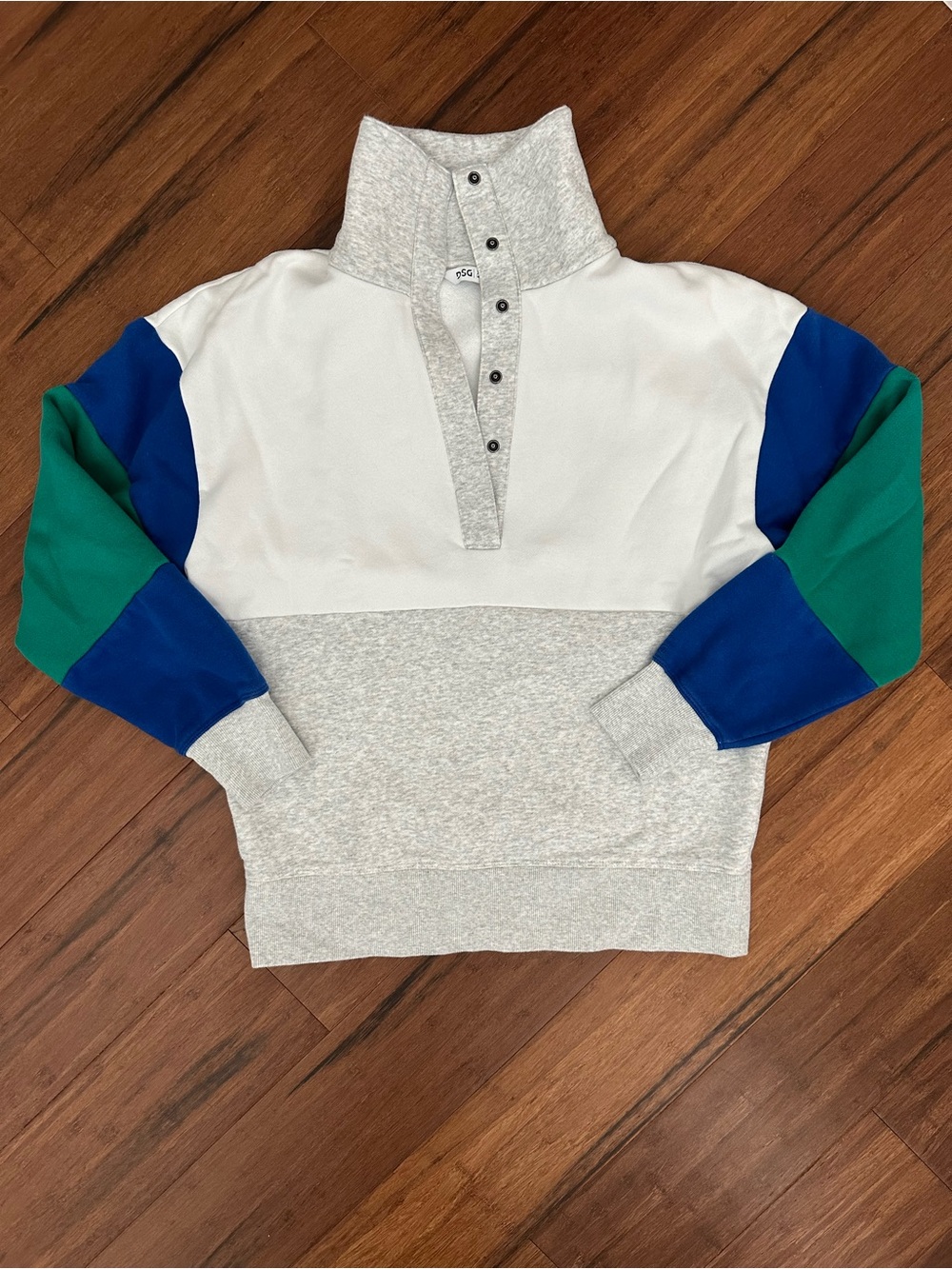 DSG Heather Gray and White Colorblock Pullover NWOT Size XS